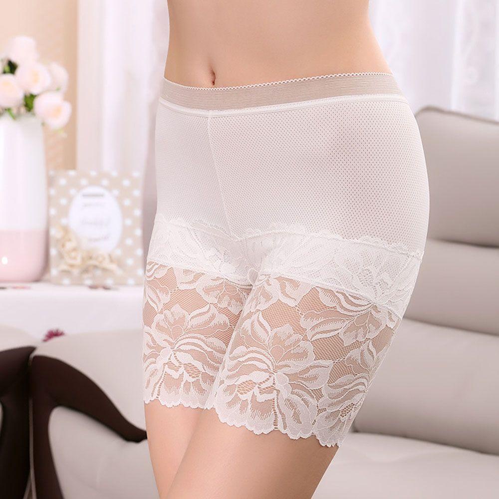 Quần Short An Toàn Eo Cao Bằng Lụa Mát Phối Ren Hoa Thời Trang Dành Cho Nữ