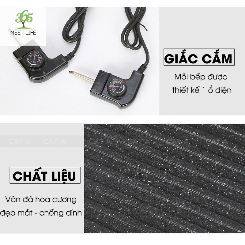 [BH 1 đổi 1] Bếp lẩu nướng đa năng 2 in 1 cao cấp chính hãng  Tiết kiệm điện năng an toàn khi sử dụng