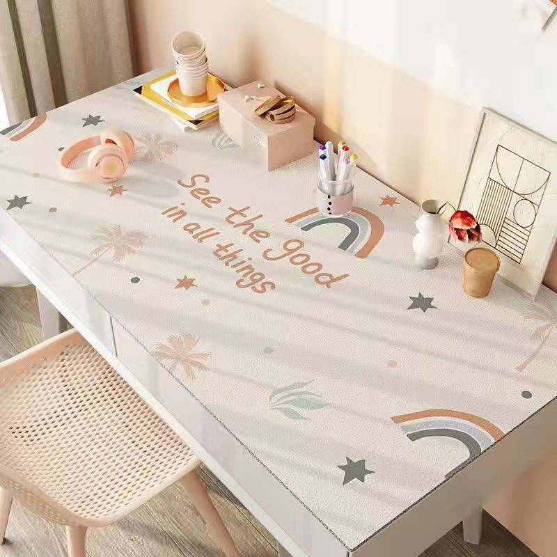 Khăn Trải Bàn Học Thiết Kế Đơn Giản Tiện Dụng♦☏Khăn Trải Bàn Chất Liệu Da + Cao Su Silicone Dày Dặn Chống Thấm Nước / Dầu / Chống Trượt Tiện Lợi