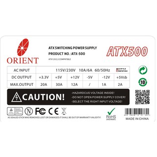 Nguồn PC Orient Fan 12 500W