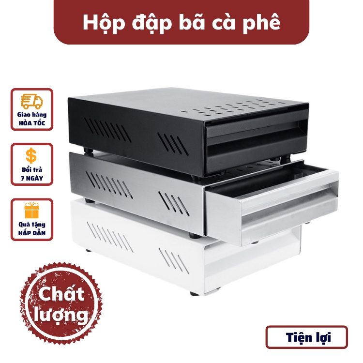 Hộp đập bã cafe Dụng cụ pha chế cao cấp cho máy pha chuyên nghiệp chất liệu thép không gỉ có ngăn kéo tiện lợi ngăn nắp