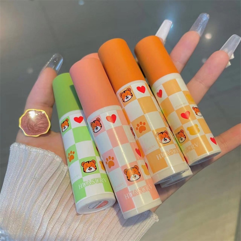 Abpopa HUASURV® Son Kem Chất Satin Mềm Mượt Chống Thấm Nước Sắc Tố Cao Thiết Kế Vỏ Hình Chú Gấu