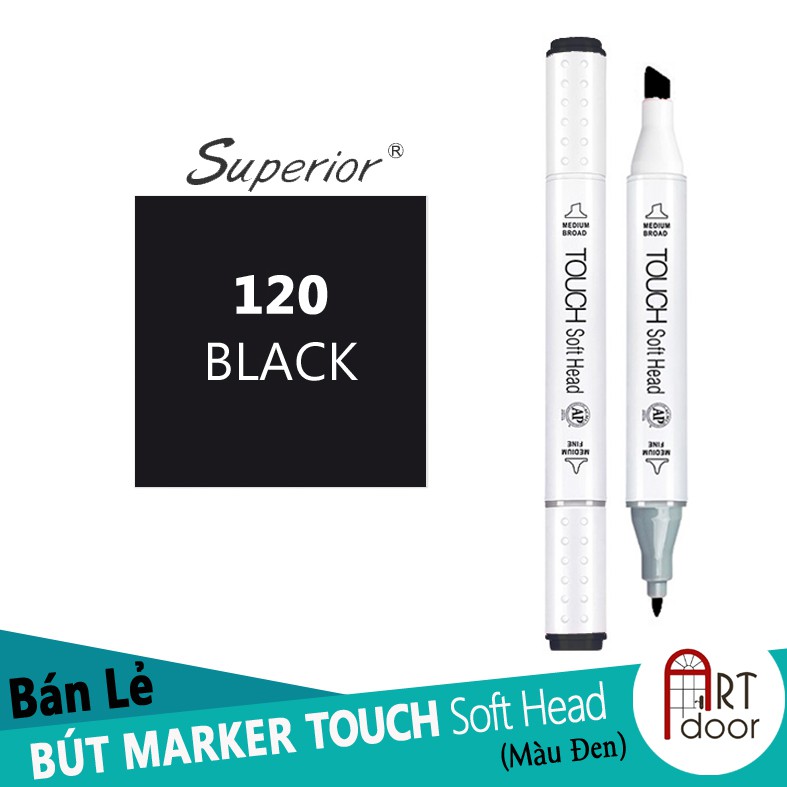 [ARTDOOR] Bút Marker TOUCH SOFT HEAD Lẻ Màu Đen (Số 120)