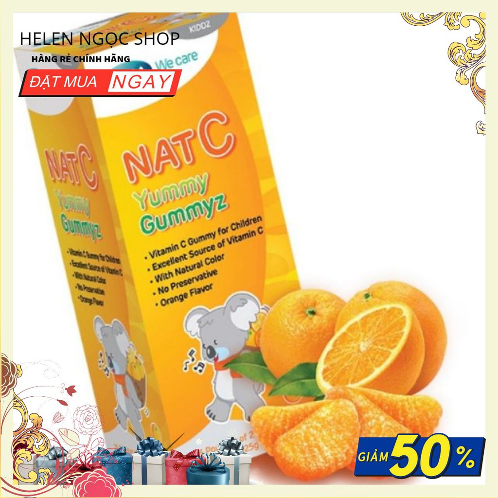 KẸO DẺO NAT C YUMY CUNG CẤP VIT C TỰ NHIÊN PHÙ HỢP CHO BÉ  VÀ MẸ HỘP 25 GÓI 50 VIÊN