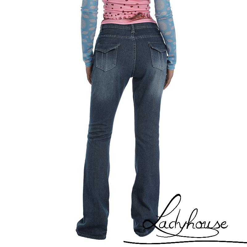 Quần Jeans Denim Lưng Cao Ống Rộng Có Túi Phong Cách Hip Hop Cho Nữ