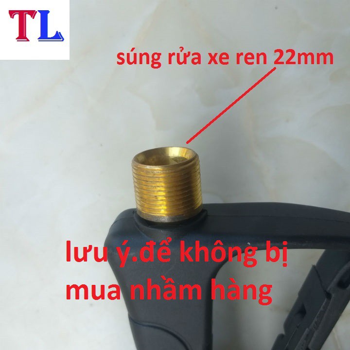 Súng rửa xe áp lực cao ren 22mm + béc mỏ vịt (súng đen ren 22mm)