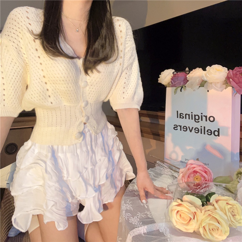 Áo kiểu Hàn Quốc đẹp bánh bèo tay phông tay ngắn AKN003