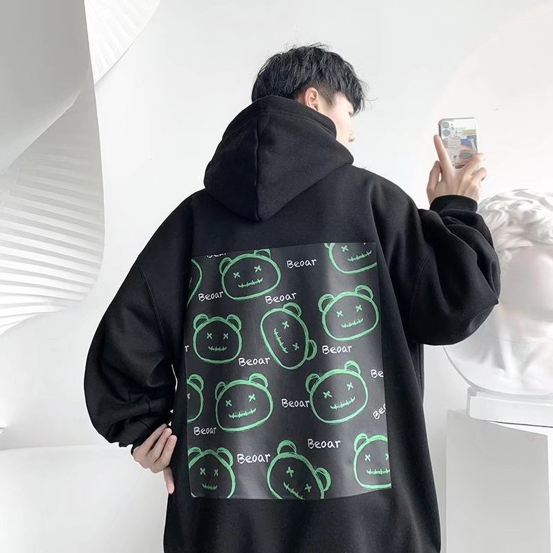 Áo hoodie tay dài dáng rộng in họa tiết thời trang mùa thu mới trẻ trung dành cho nam