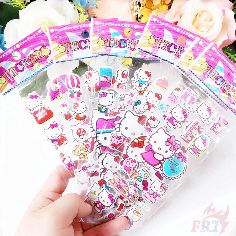 Bộ 1 / 5 tấm nhãn dán trang trí hình Hello Kitty 3D
