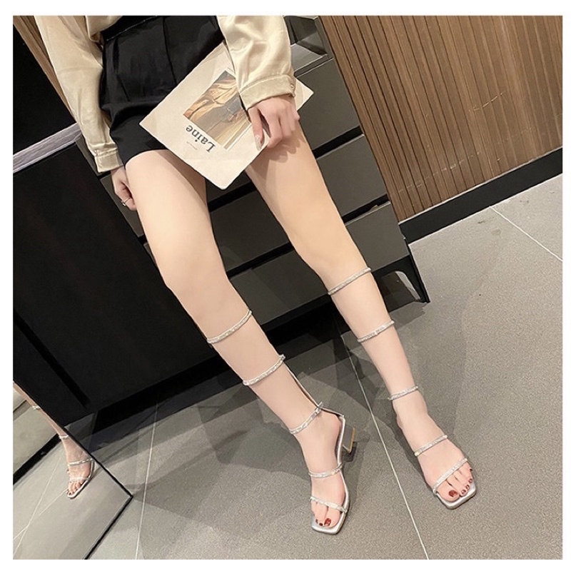 Order _ Sandal dài khoá sau quai đính đá nhân tạo siêu xinh