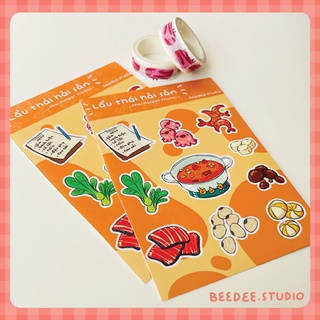 Tấm sticker chủ đề Lẩu Nấm - Lẩu Thái Hải Sản- Lẩu nướng | Hàng độc quyền Beedee.studio |
