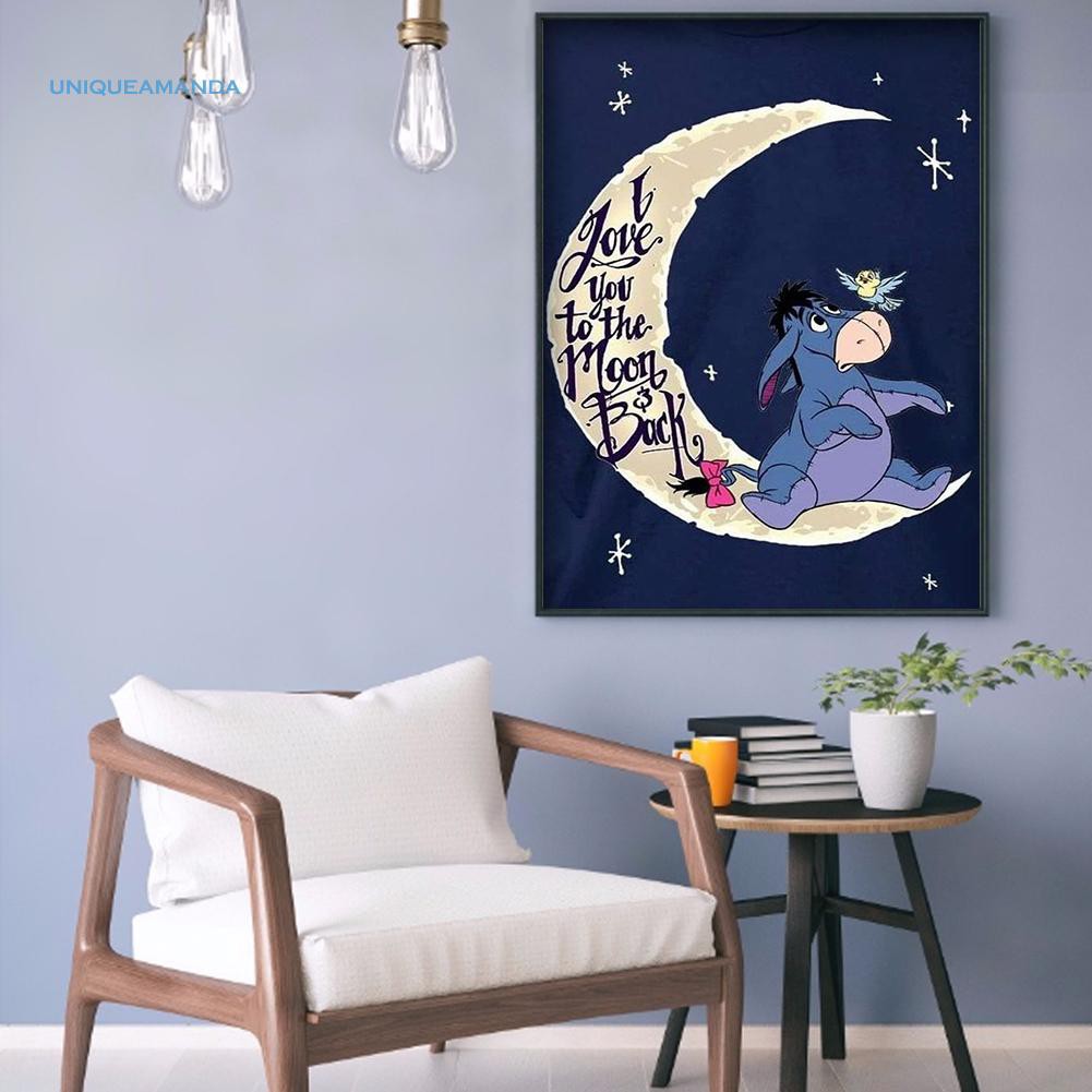 Bộ Tranh Đính Đá Tự Làm Hình Chú Lừa Đáng Yêu Kích Thước 30x40cm