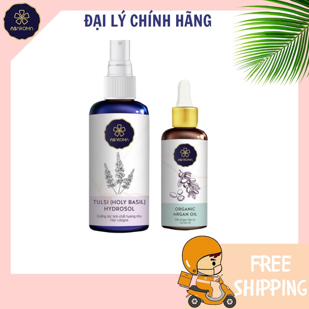 Tinh Chất Dưỡng Tóc Argan Hair Oil và Xịt Kích Mọc Tóc Hương Nhu Asaroma Combo Chăm Sóc Tóc Chuyên Sâu