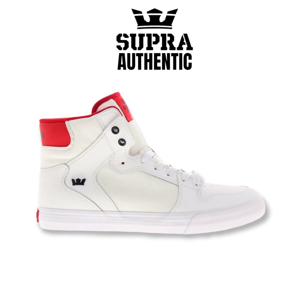 Giày nam Supra Leather High Top Trắng đỏ