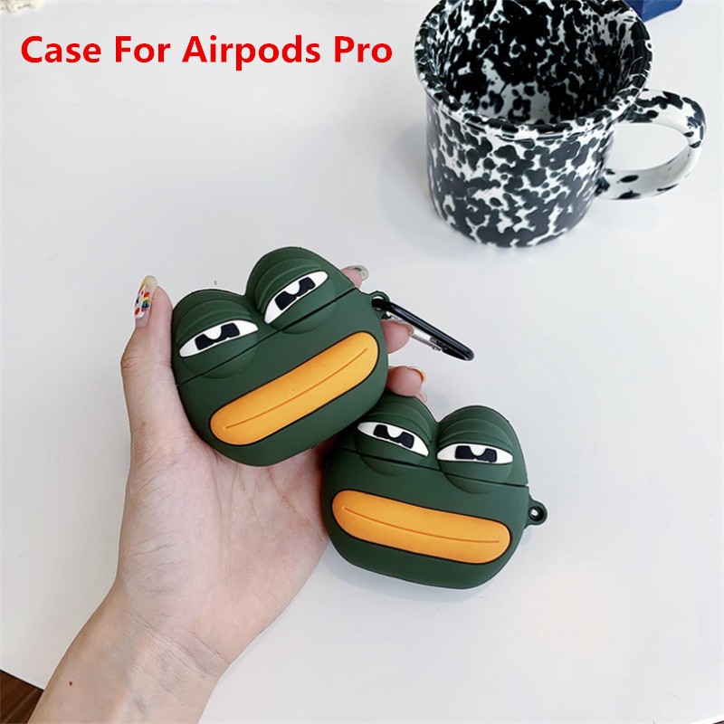 Vỏ bảo vệ hộp sạc tai nghe airpods 1 2 pro hình chú ếch hoạt họa 3D vui nhộn