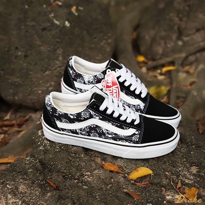 Giày thể thao nam nữ vans in đầu lâu, giày old skool skulls