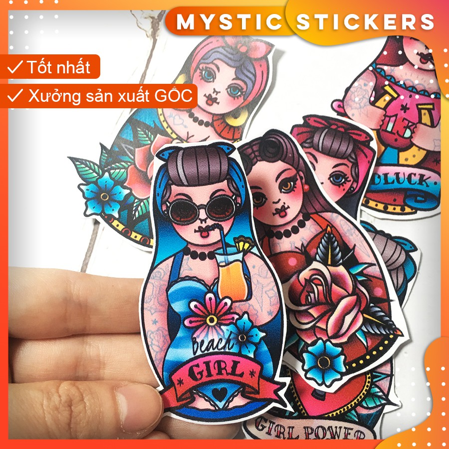 [BÚP BÊ NGA] 6 Sticker chống nước/ dán laptop vali xe mũ bảo hiểm nhà cửa ...