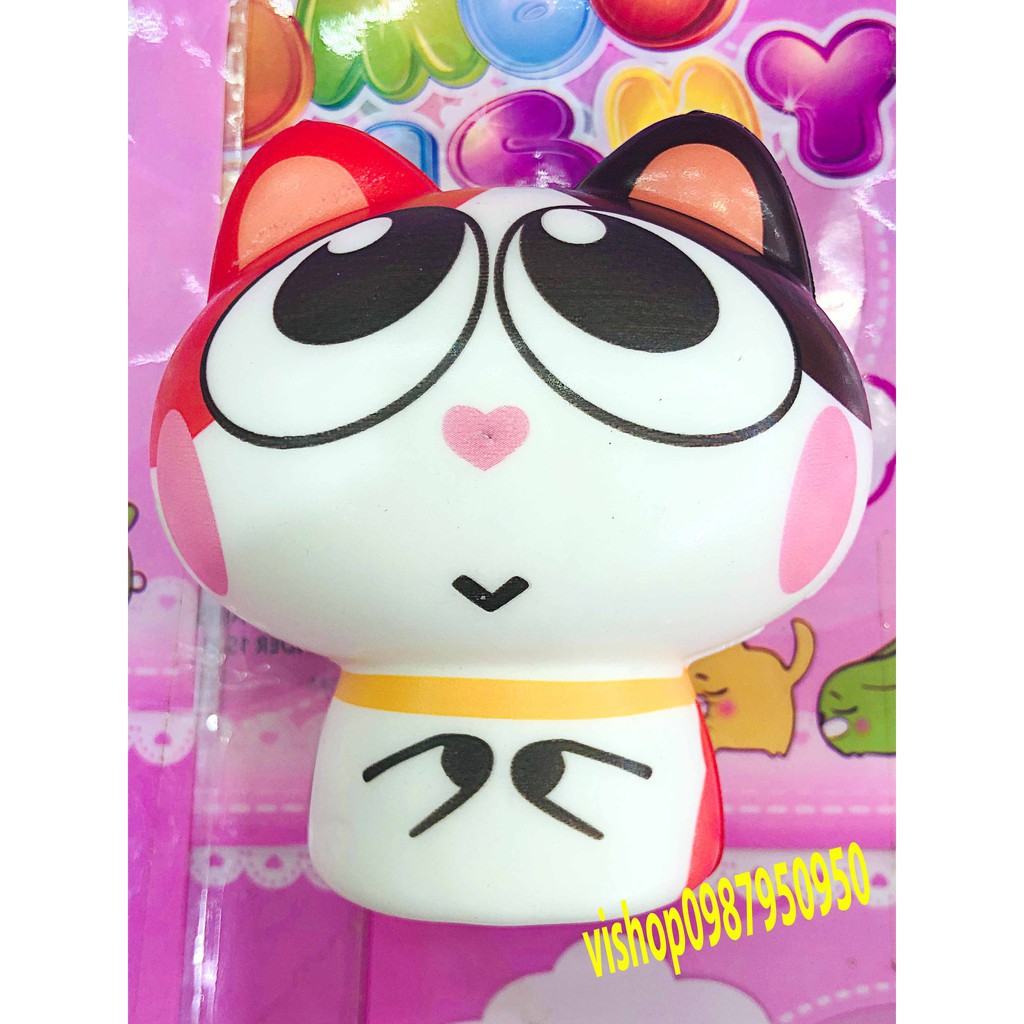 SQUISHY MÈO MẮT TO MŨI TIM HỒNG