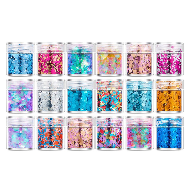 Set 18 Lọ Bột Kim Tuyến Pha Lê Epoxy Trang Trí Móng Tay Nghệ Thuật