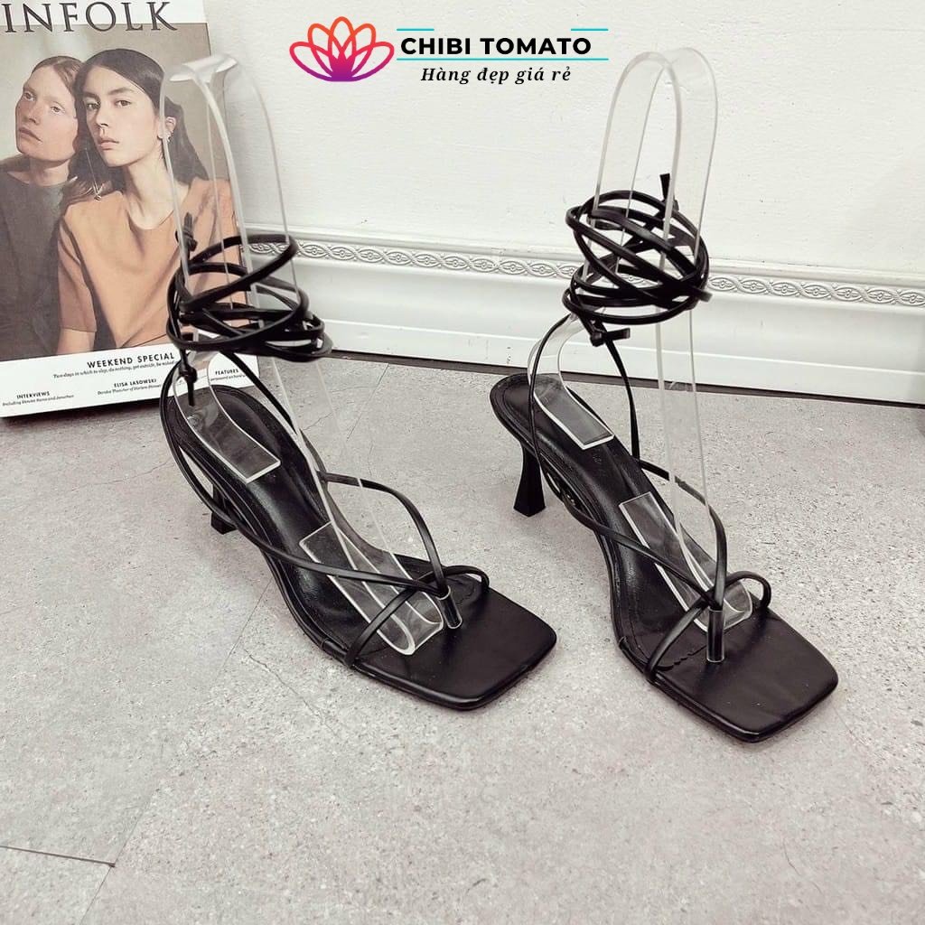 Giày cao gót đế nhọn cột dây 7p chiến binh thời trang hót