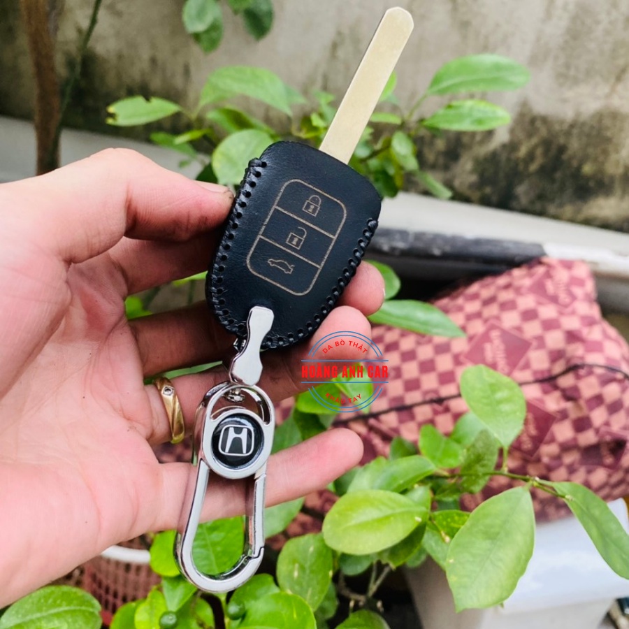 Bao da chìa khoá Honda Brio, City 2013-2015 chìa khoá cơ da thật khâu tay