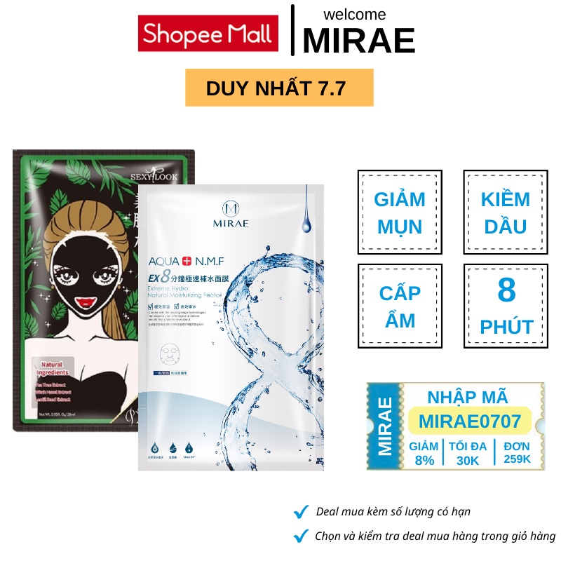 Combo Tràm trà kiềm mụn - Cấp ẩm cấp tốc 8 phút sự kết hợp hoàn hảo giữa Mirae với Sexylook 20g/miếng