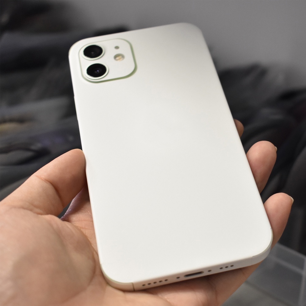 Nhãn Dán Màu Trắng Trơn Thời Trang Cho iPhone 6 6s X XR XS 7 8 Plus 11 12 13 14 Pro Max Mini SE2