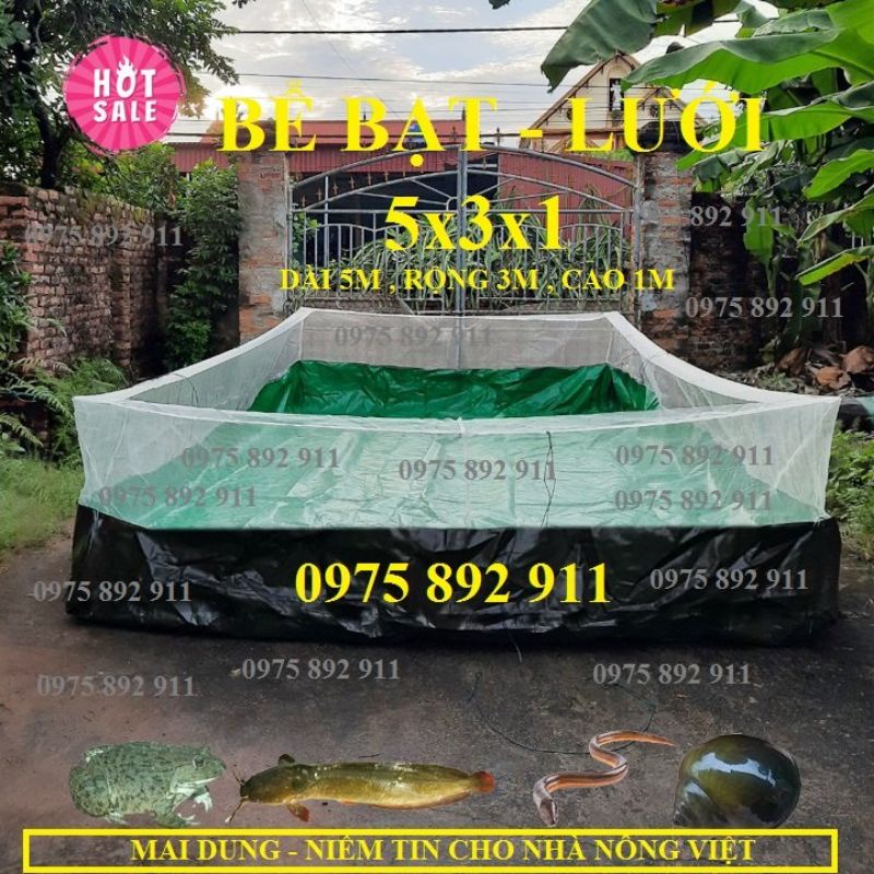 Bể bạt lưới nuôi ốc ếch cá - chống nhảy