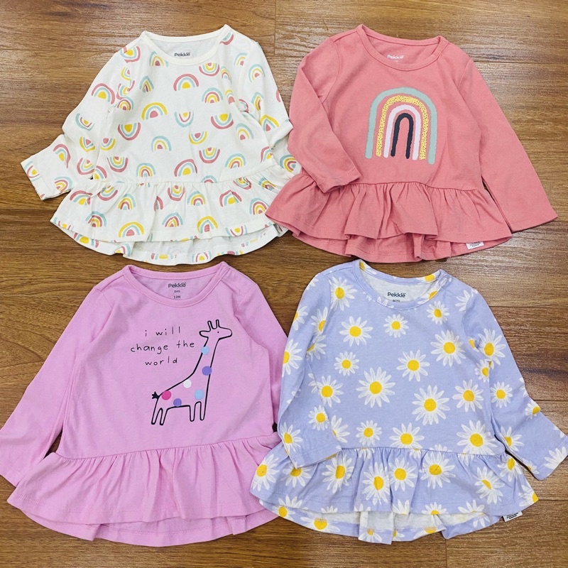 𝐒𝐡𝐨𝐩 𝐌𝐞̣ 𝐁𝐨𝐛 𝟖𝟔 - [BẢNG MÀU 1] Áo cotton dài tay bé gái xuất xịn, Áo Pekkle dư xịn cho bé gái xinh ngất ngây (12m-4y)