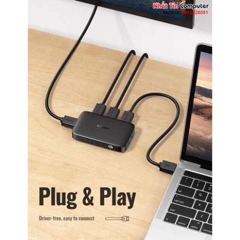 Thiết bị chuyển mạch HDMI 3 vào 1 ra 4K@30Hz 3D 1080p Ugreen 80125   - Phân Phối Chính Hãng