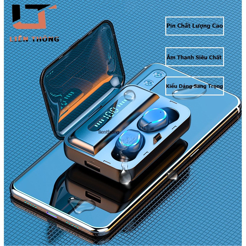 Tai nghe Bluetooth 5.0 True Wireless F9 - Chống nước IPX7 - Pin khủng 120h
