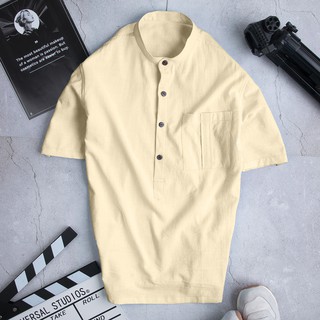 Áo Đũi Nam Cộc Tay Cổ Trụ Túi Ngực Cao Cấp R.Menswear