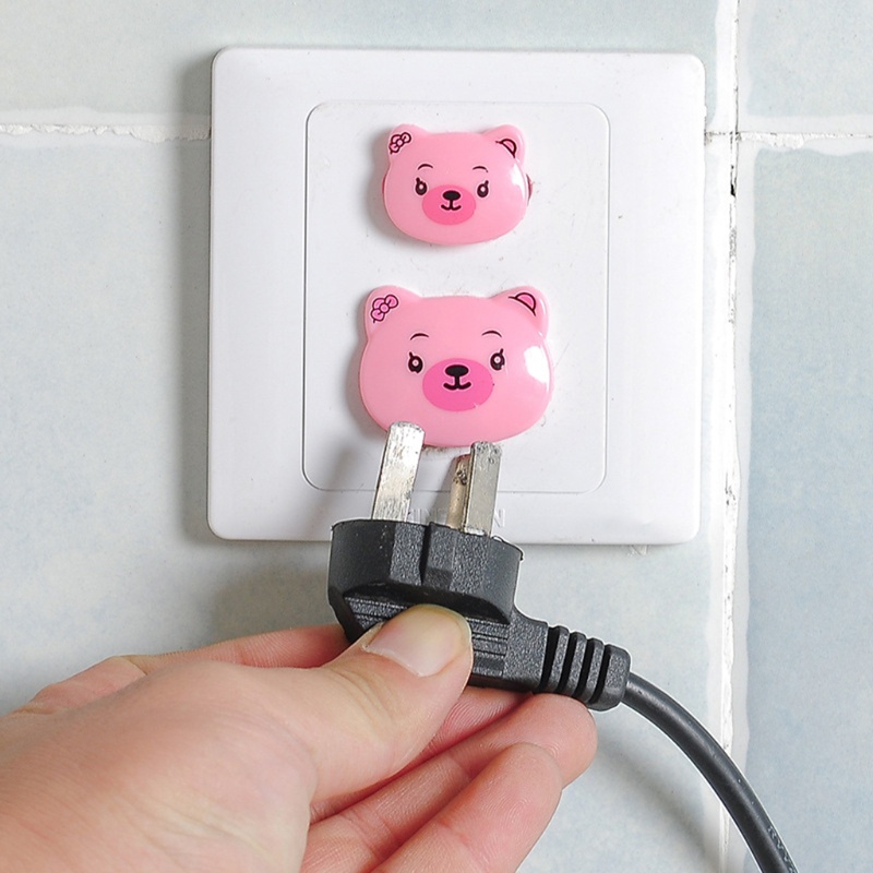 Nắp Đậy Ổ Cắm Điện 2 / 3 Lỗ Kiểu Hoạt Hình Bảo Vệ An Toàn Cho Bé