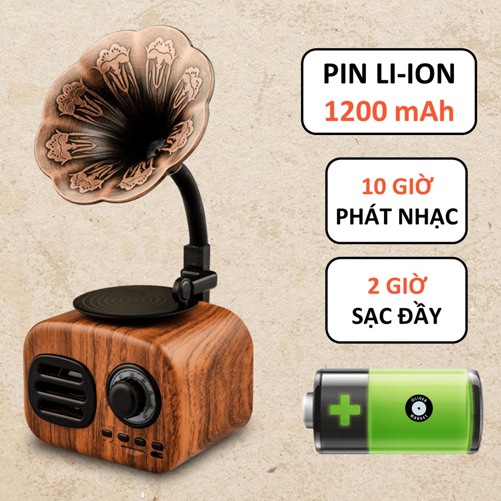 Loa Bluetooth Cổ Điển OLIVER FT05 Loa Kèn Bluetooth Mini Vintage Đồ Decor Bàn Học Trang Trí Phòng Khách Làm Quà Tặng