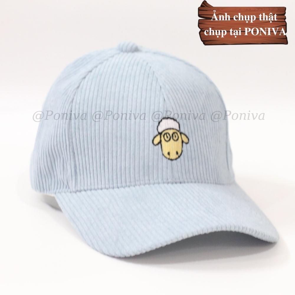 Mũ lưỡi trai ❤️ Nón kết thêu họa tiết cừu xinh chất tăm mịn form unisex phong cách Ulzzang Thời trang PONIVA siêu hot