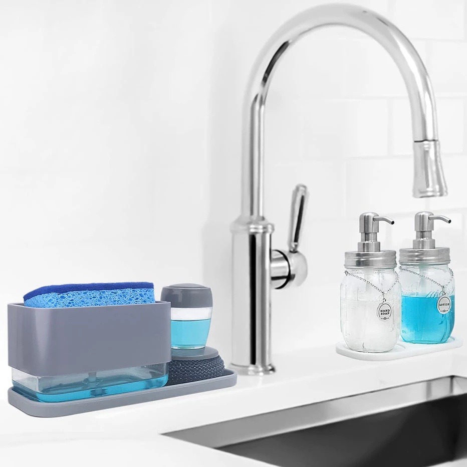 Khay Đựng Xà Phòng/Miếng Rửa Chén Bằng Silicone Thiết Kế Thoát Nước Tiện Dụng Cho Nhà Bếp