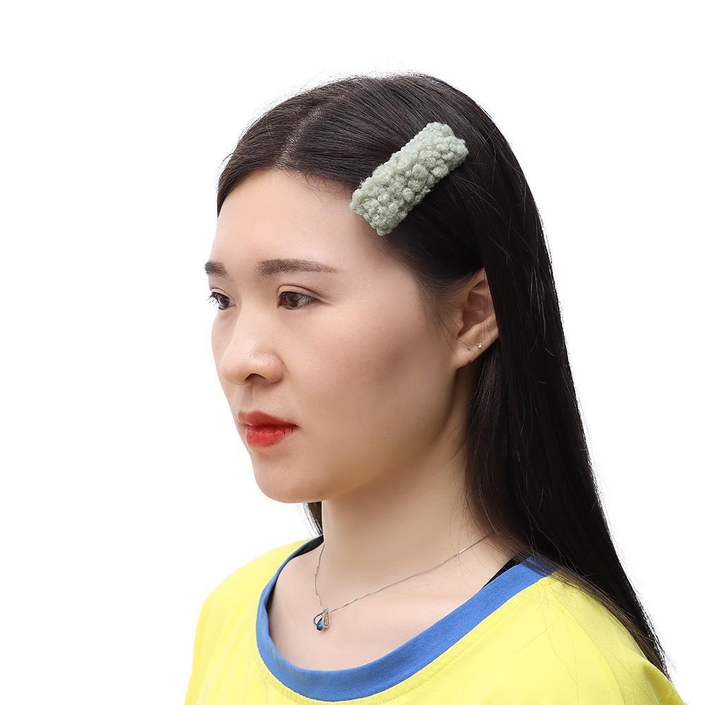 ORIENTLII Kẹp Tóc Lông Cừu Họa Tiết Hình Học Thời Trang Ngọt Ngào Cho Nữ