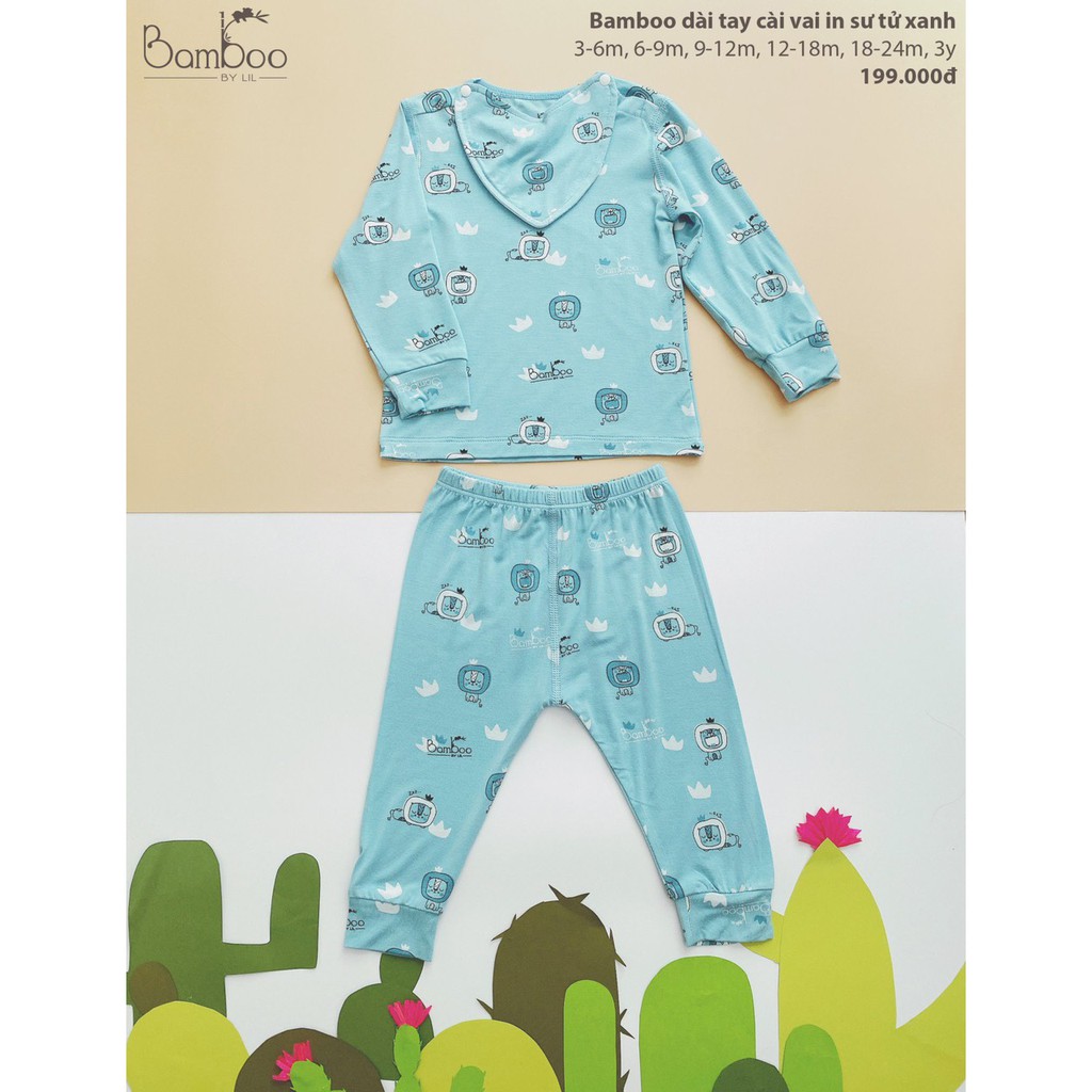 [CHÍNH HÃNG] Bộ áo dài tay quần dài khuy vai họa tiết trẻ em Bamboo by Lil