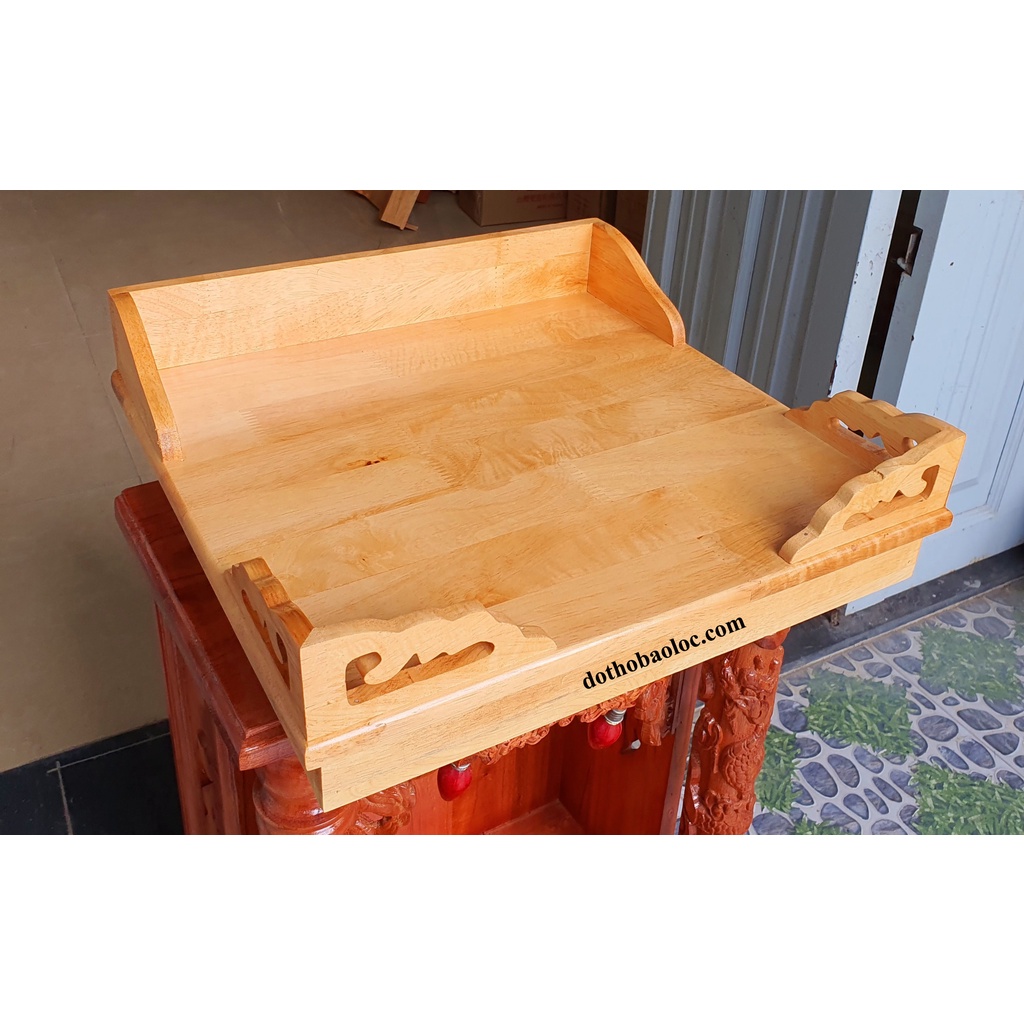 Bàn thờ treo tường gỗ tràm bông vàng 35cm – vàng nhạt