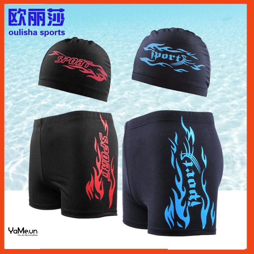 SET QUẦN VÀ MŨ BƠI NAM CHẤT THUN CO GIÃN TỐT KIỂU DÁNG THỂ THAO HÀNG ĐẸP