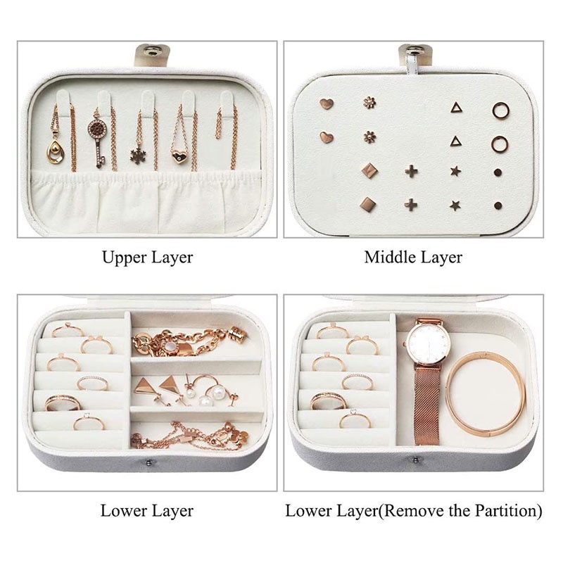 Hộp Đựng Trang Sức Bằng Da Đa Năng Thiết Kế Đơn Giản Sang Trọng Cho Nữ CR1