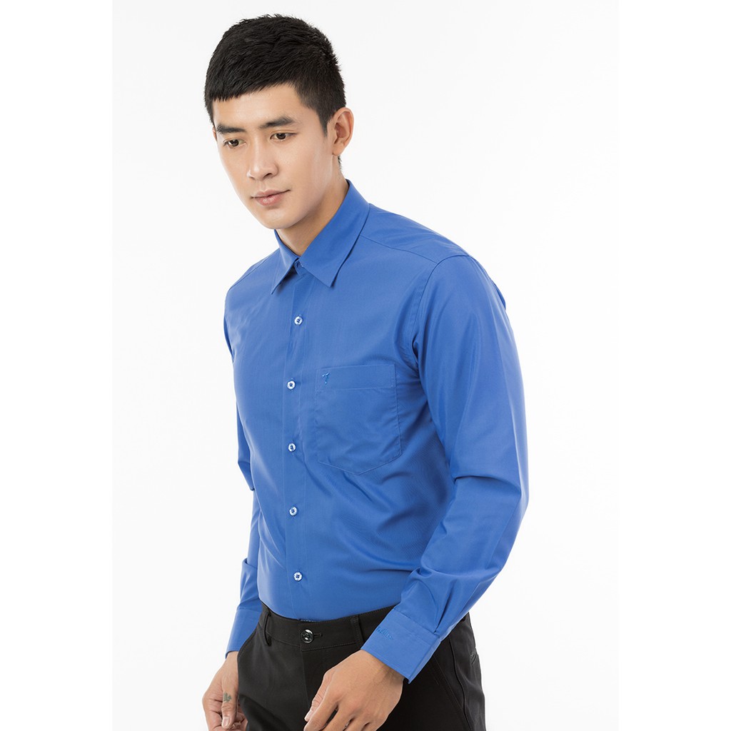Áo Sơ Mi Dài Tay Màu Modal Regular Fit 369 Vĩnh Tiến - LM5-G812 - Xanh Biển