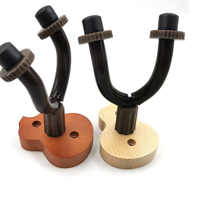 High Quality 2Pcs Guitar Wall Mount Wood Stand for Guitar Bass Ukulele,Dark Color