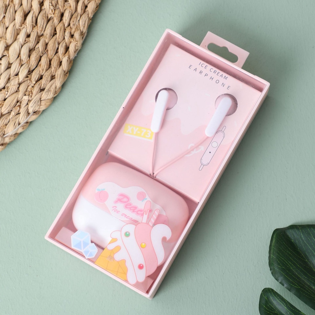 Bộ Tai Nghe Và Hộp Đựng Họa Tiết Trái Cây Cute - Có Micro Đàm Thoại - Mẫu W - MIN STORE
