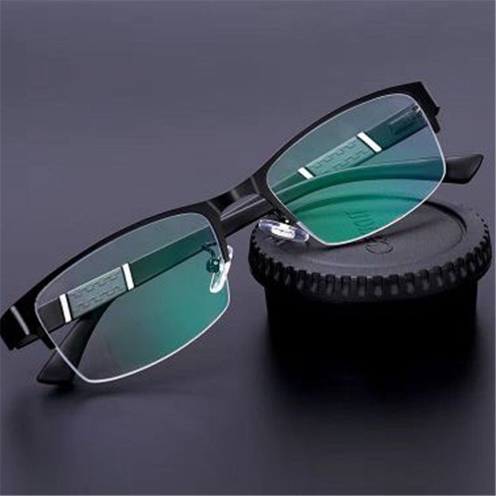 MOILY Office Business Reading Glasses Simple Anti-Blue Light Ultra Light Glasses Men Fashion Half Frame Classic Vintage Eye Protection/Multicolor