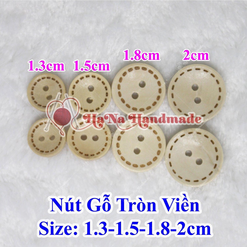 Nút gỗ tròn viền nâu kem