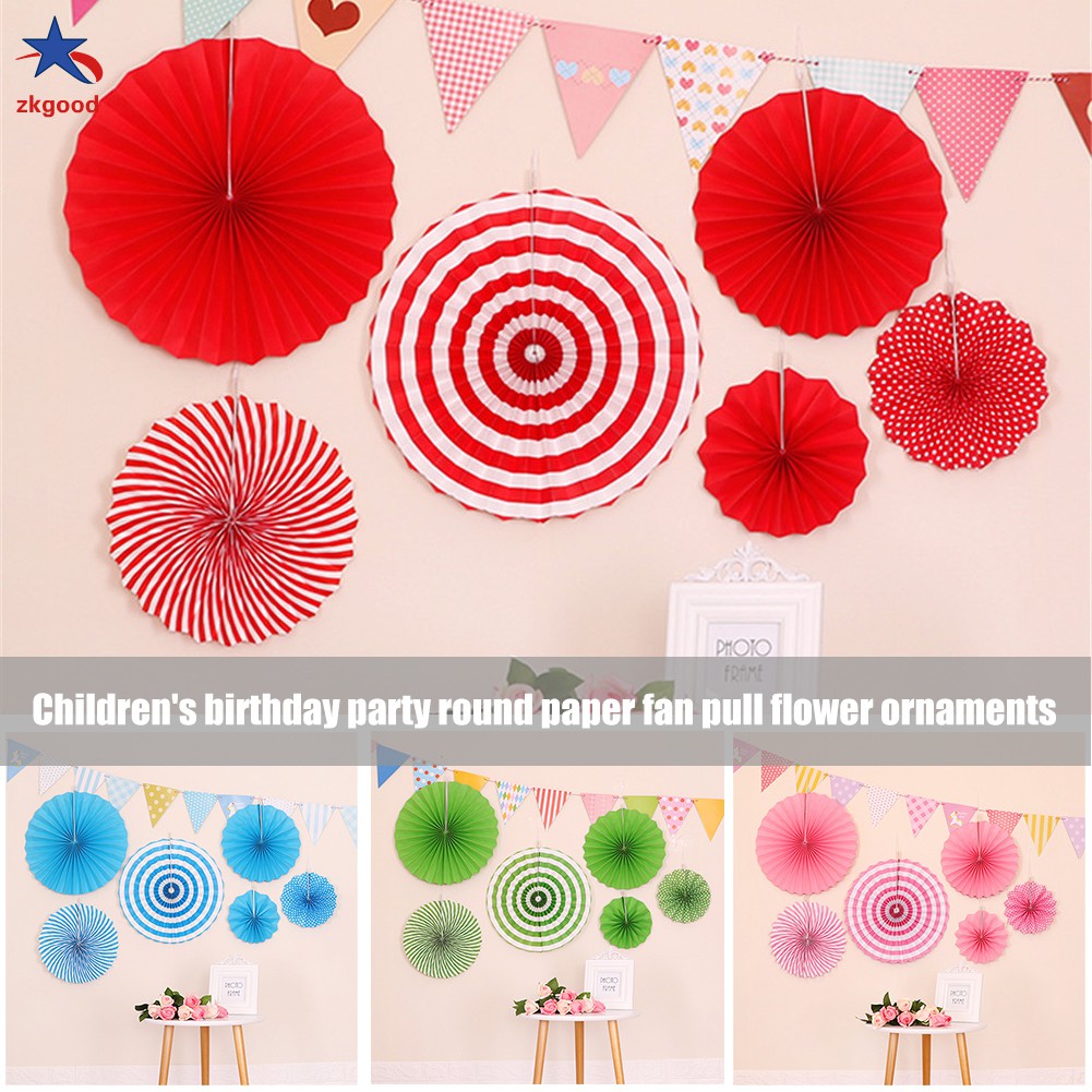 Bộ cờ tam giác + quạt giấy xếp gọn dùng làm phụ kiện trang trí tiệc sinh nhật cho bé