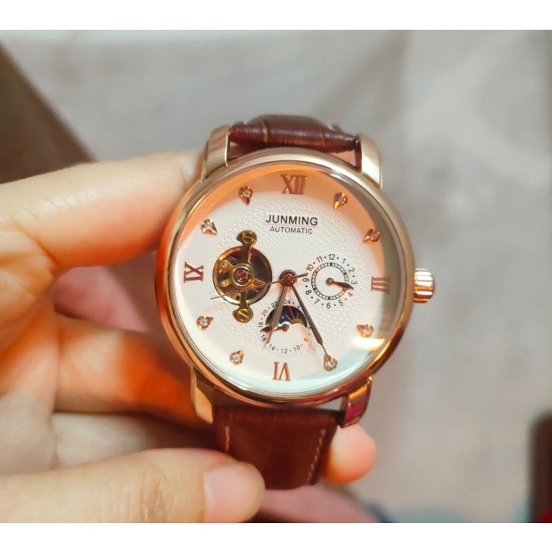 Đồng Hồ Cơ Nam Tự Động AUTOMATIC Chính Hãng JUNMING Dây Da Cao Cấp Thời Trang Sang Trọng Đẹp Giá Rẻ
