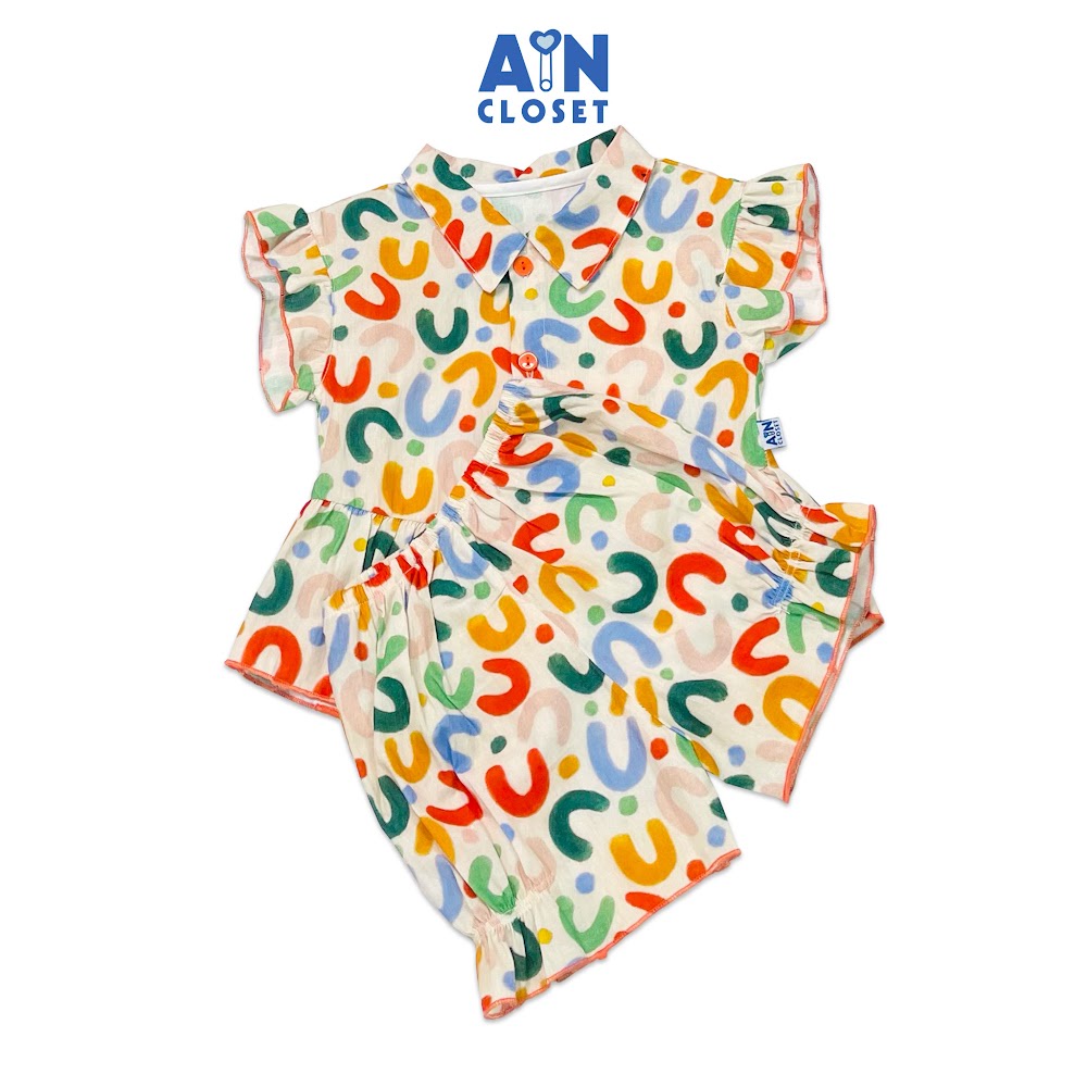 Bộ quần áo ngắn bé gái họa tiết Chữ U cotton - AICDBG8DZLFF - AIN Closet