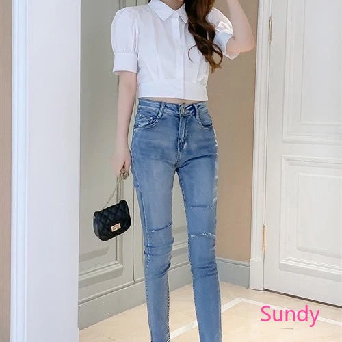 Áo croptop tay ngắn phong cách Hàn Quốc thời trang mùa hè cho nữ